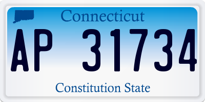 CT license plate AP31734
