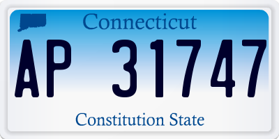 CT license plate AP31747
