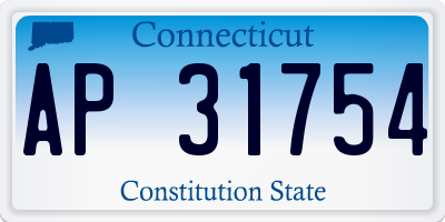 CT license plate AP31754