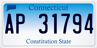 CT license plate AP31794