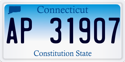 CT license plate AP31907