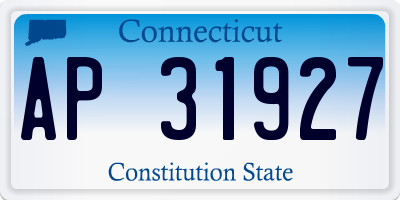 CT license plate AP31927