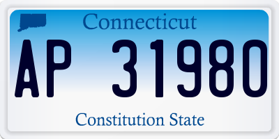 CT license plate AP31980