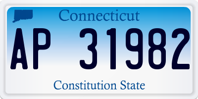 CT license plate AP31982