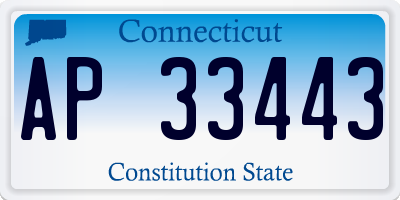 CT license plate AP33443