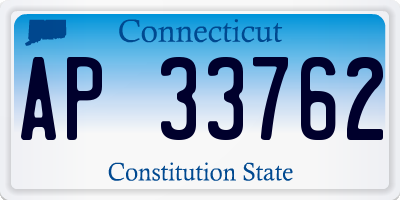 CT license plate AP33762