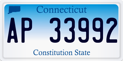 CT license plate AP33992