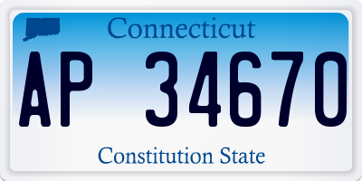 CT license plate AP34670