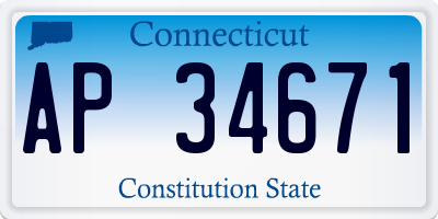 CT license plate AP34671