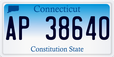 CT license plate AP38640