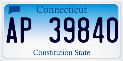 CT license plate AP39840