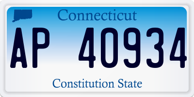 CT license plate AP40934