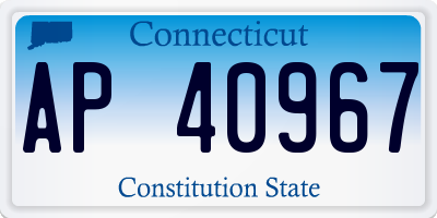 CT license plate AP40967