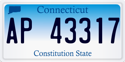 CT license plate AP43317