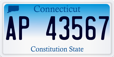 CT license plate AP43567
