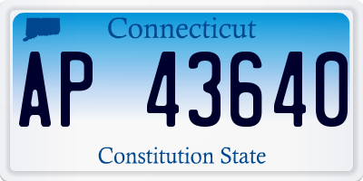CT license plate AP43640