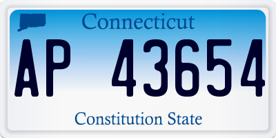 CT license plate AP43654