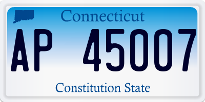 CT license plate AP45007