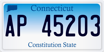 CT license plate AP45203