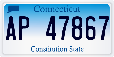 CT license plate AP47867