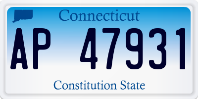 CT license plate AP47931