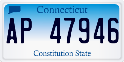 CT license plate AP47946