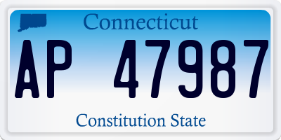 CT license plate AP47987