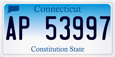 CT license plate AP53997