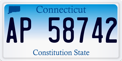 CT license plate AP58742