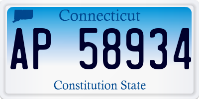 CT license plate AP58934