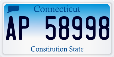 CT license plate AP58998