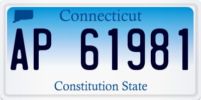 CT license plate AP61981
