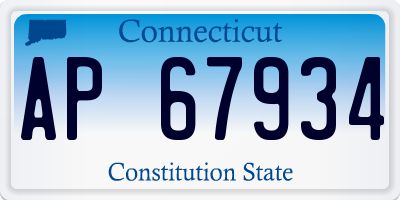 CT license plate AP67934