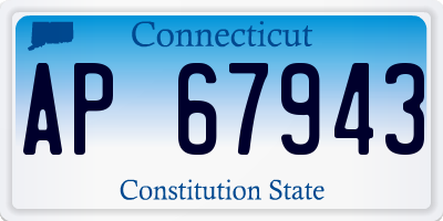 CT license plate AP67943