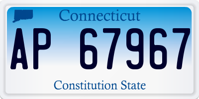 CT license plate AP67967