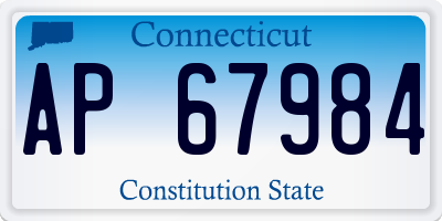 CT license plate AP67984