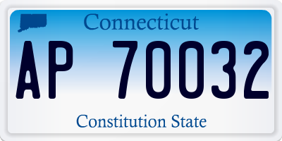 CT license plate AP70032