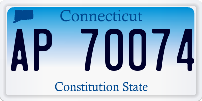 CT license plate AP70074