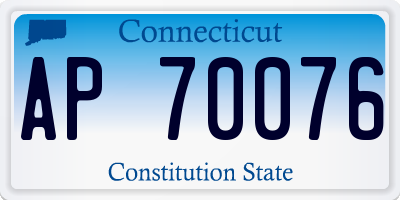 CT license plate AP70076