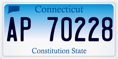 CT license plate AP70228