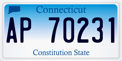 CT license plate AP70231