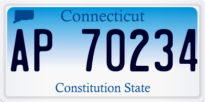 CT license plate AP70234
