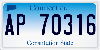 CT license plate AP70316