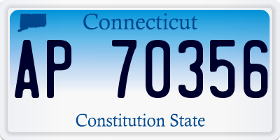 CT license plate AP70356