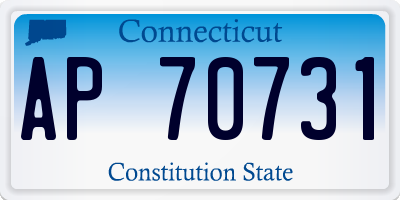CT license plate AP70731