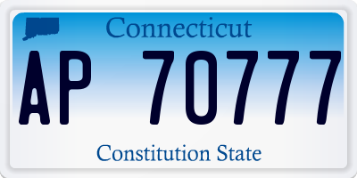 CT license plate AP70777