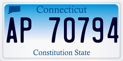 CT license plate AP70794