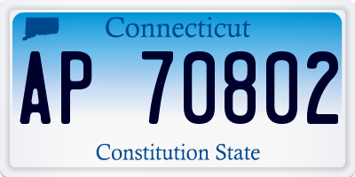 CT license plate AP70802