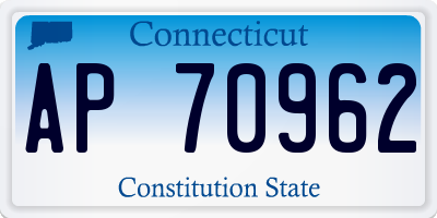 CT license plate AP70962
