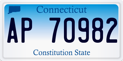 CT license plate AP70982